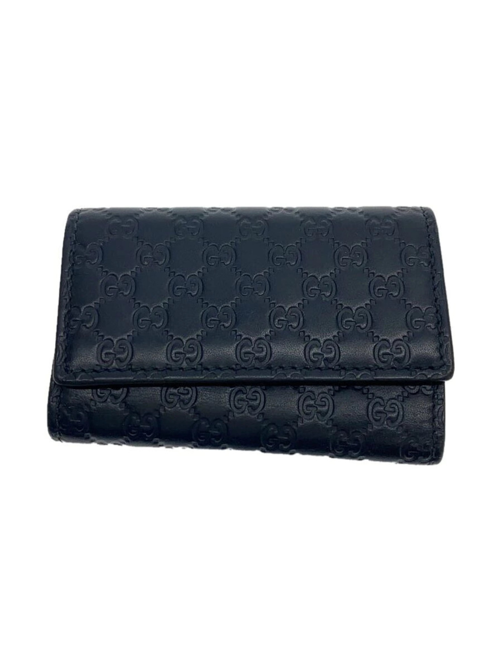 Gucci Key Case Wallet Leather Navy Blue